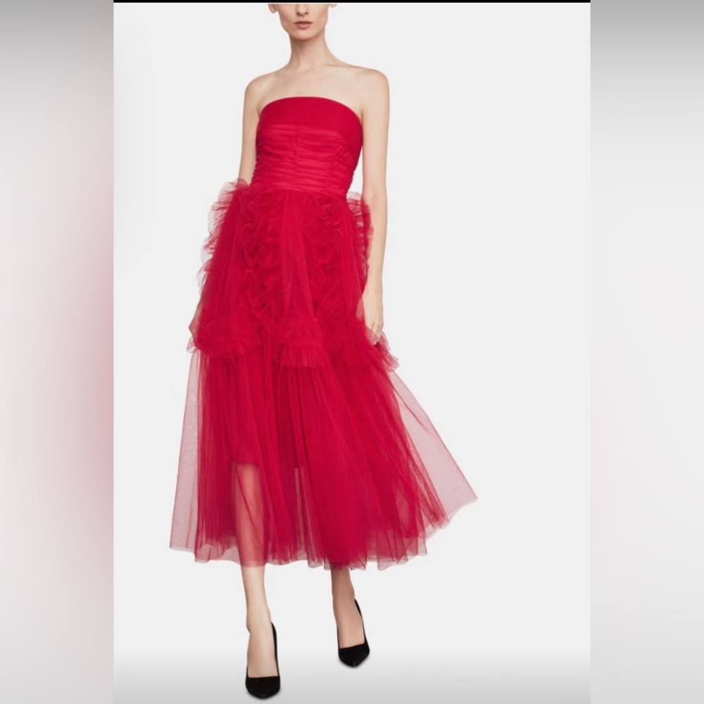 Red BCBGMAXARIA strapless dress